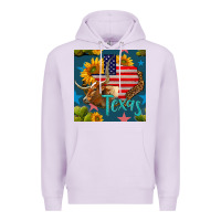 Lilac 4th of july texas map with cow seamless pattern Premium Hoodie - BundleAndBundleShop