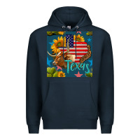 Navy 4th of july texas map with cow seamless pattern Premium Hoodie - BundleAndBundleShop