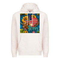 Pale Pink 4th of july texas map with cow seamless pattern Premium Hoodie - BundleAndBundleShop