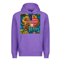 Purple 4th of july texas map with cow seamless pattern Premium Hoodie - BundleAndBundleShop