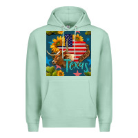 Seafoam 4th of july texas map with cow seamless pattern Premium Hoodie - BundleAndBundleShop