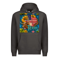 Smoke 4th of july texas map with cow seamless pattern Premium Hoodie - BundleAndBundleShop