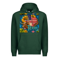 Sports Green 4th of july texas map with cow seamless pattern Premium Hoodie - BundleAndBundleShop