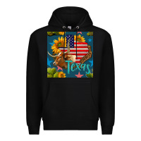 Black 4th of july texas map with cow seamless pattern Premium Hoodie - BundleAndBundleShop