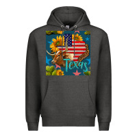 Charcoal Heather 4th of july texas map with cow seamless pattern Premium Hoodie - BundleAndBundleShop