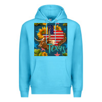 Ocean Blue 4th of july texas map with cow seamless pattern Premium Hoodie - BundleAndBundleShop