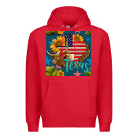 Red 4th of july texas map with cow seamless pattern Premium Hoodie - BundleAndBundleShop