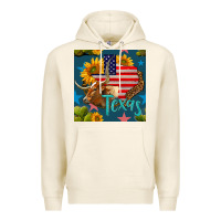 4th Of July Texas Map With Cow Seamless Pattern Premium Hoodie | Teevron