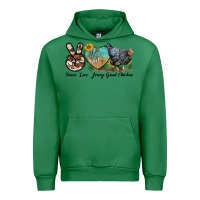 Emerald Peace Love Jersey Giant Chicken Urban Hoodie - LillyAllenDesigns