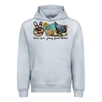 Heather Grey Peace Love Jersey Giant Chicken Urban Hoodie - LillyAllenDesigns