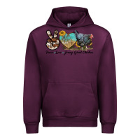 Mauve Wine Peace Love Jersey Giant Chicken Urban Hoodie - LillyAllenDesigns