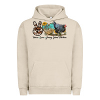 Pigment French Oak Peace Love Jersey Giant Chicken Urban Hoodie - LillyAllenDesigns