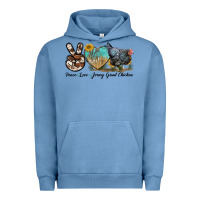 Pigment Pebble Blue Peace Love Jersey Giant Chicken Urban Hoodie - LillyAllenDesigns