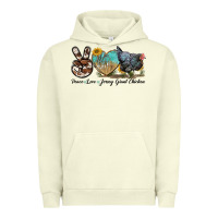Pigment Pistachio Peace Love Jersey Giant Chicken Urban Hoodie - LillyAllenDesigns
