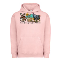 Pigment Salmon Peace Love Jersey Giant Chicken Urban Hoodie - LillyAllenDesigns