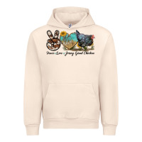 Sandshell Peace Love Jersey Giant Chicken Urban Hoodie - LillyAllenDesigns