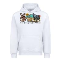 White Peace Love Jersey Giant Chicken Urban Hoodie - LillyAllenDesigns
