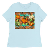 Baby Blue fall pumpkin Ladies Tee - BarkalooDesign