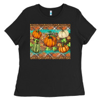 Black fall pumpkin Ladies Tee - BarkalooDesign