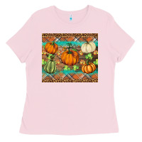 Bubblegum Pink fall pumpkin Ladies Tee - BarkalooDesign