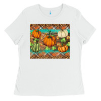 White fall pumpkin Ladies Tee - BarkalooDesign