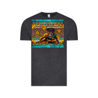 Vintage Black Rottweiler with western background Vintage Tee - Artiststas