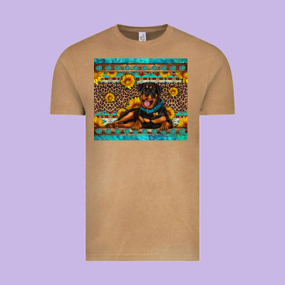 Rottweiler With Western Background Vintage Tee Designed By Artiststas