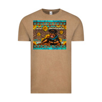 Vintage Coffee Rottweiler with western background Vintage Tee - Artiststas