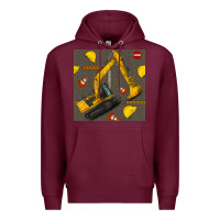 Burgundy excavator seamless pattern Premium Hoodie - BundleAndBundleShop