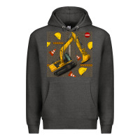 Charcoal Heather excavator seamless pattern Premium Hoodie - BundleAndBundleShop