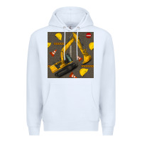 White excavator seamless pattern Premium Hoodie - BundleAndBundleShop