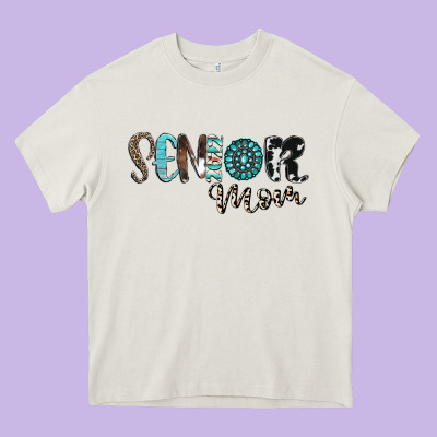 Senior Mom Heavy Core Tee Designed By Cowhidedigitalart