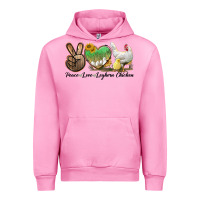 Fuchsia Pink Peace Love Leghorn Chicken Urban Hoodie - LillyAllenDesigns