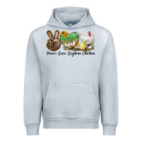 Heather Grey Peace Love Leghorn Chicken Urban Hoodie - LillyAllenDesigns