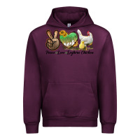 Mauve Wine Peace Love Leghorn Chicken Urban Hoodie - LillyAllenDesigns