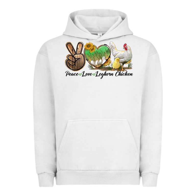 Peace Love Leghorn Chicken Urban Hoodie by LillyAllenDesigns | Teevron