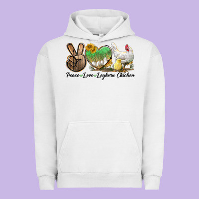 Peace Love Leghorn Chicken Urban Hoodie Designed By Lillyallendesigns