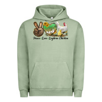 Pigment Oil Green Peace Love Leghorn Chicken Urban Hoodie - LillyAllenDesigns