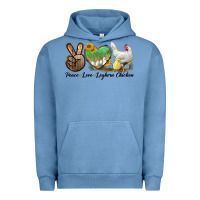Pigment Pebble Blue Peace Love Leghorn Chicken Urban Hoodie - LillyAllenDesigns