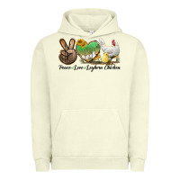 Pigment Pistachio Peace Love Leghorn Chicken Urban Hoodie - LillyAllenDesigns