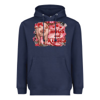 Navy valentine's day pig hogs and kisses Heavyweight Hoodie - RanaPortraitStore