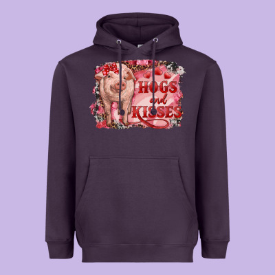 Valentine's Day Pig Hogs And Kisses Heavyweight Hoodie Designed By Ranaportraitstore