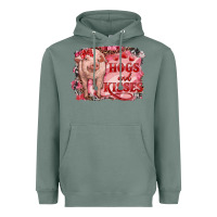 Sage valentine's day pig hogs and kisses Heavyweight Hoodie - RanaPortraitStore