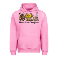 Fuchsia Pink Peace Love Kangaroo Urban Hoodie - LillyAllenDesigns
