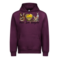 Mauve Wine Peace Love Kangaroo Urban Hoodie - LillyAllenDesigns