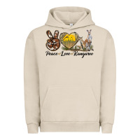 Pigment French Oak Peace Love Kangaroo Urban Hoodie - LillyAllenDesigns