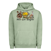 Pigment Oil Green Peace Love Kangaroo Urban Hoodie - LillyAllenDesigns