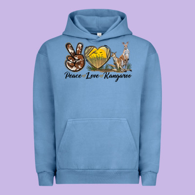 Peace Love Kangaroo Urban Hoodie Designed By Lillyallendesigns