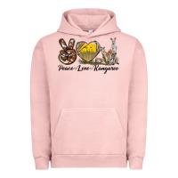 Pigment Salmon Peace Love Kangaroo Urban Hoodie - LillyAllenDesigns
