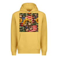 Antique Gold usa flag with army boot seamless pattern Premium Hoodie - BundleAndBundleShop
